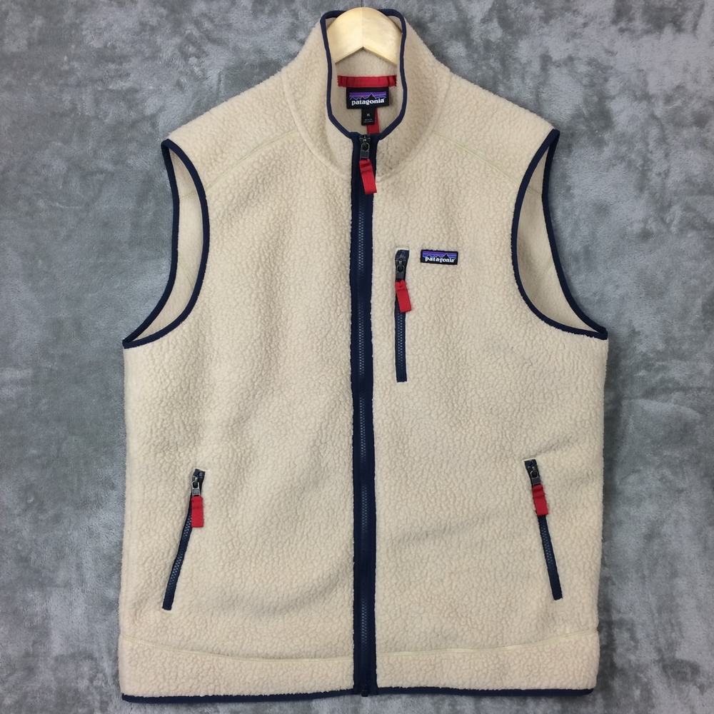 Patagonia Retro Pile Vest Mens XL Oatmeal Fleece Hiking Pockets Outdoors Pelican